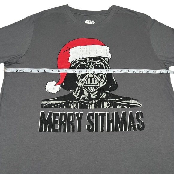 Star Wars Tee Santa Darth Vader Merry Sithmas Graphic T-shirt Gray Red 2X XXL - Picture 7 of 10